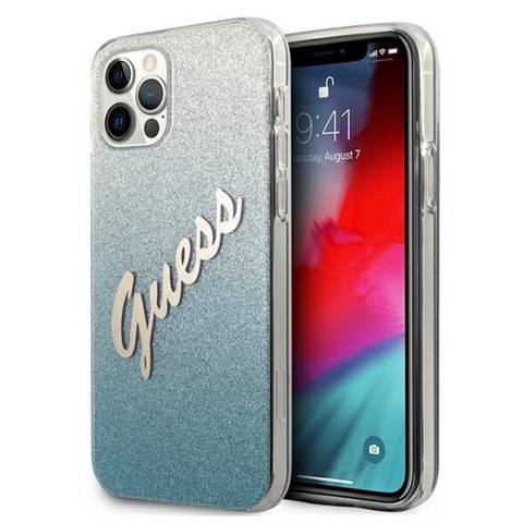 Guess nakładka do iPhone 12 / 12 Pro 6,1" GUHCP12MPCUGLSBL niebieska hard case Glitter Gradient Script Guess nakładka do iPhone 12 / 12 Pro 6,1" GUHCP12MPCUGLSBL niebieska hard case Glitter Gradient Script