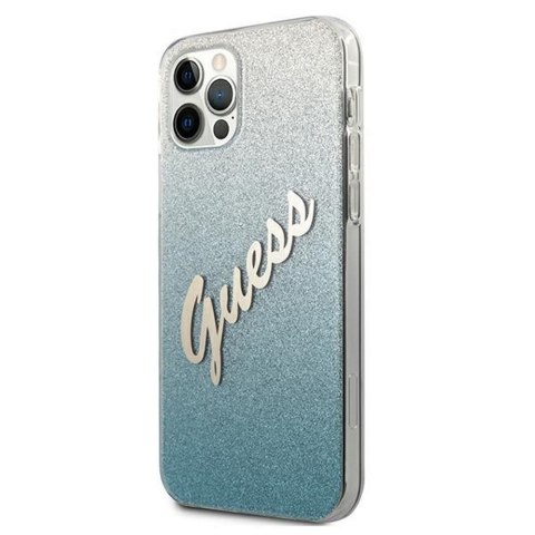 Guess nakładka do iPhone 12 / 12 Pro 6,1" GUHCP12MPCUGLSBL niebieska hard case Glitter Gradient Script Guess nakładka do iPhone 12 / 12 Pro 6,1" GUHCP12MPCUGLSBL niebieska hard case Glitter Gradient Script