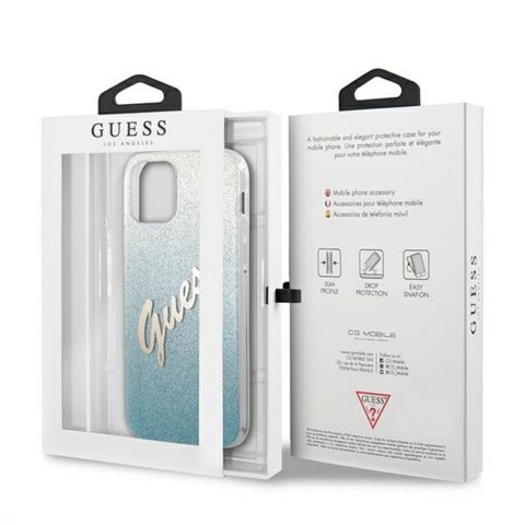 Guess nakładka do iPhone 12 / 12 Pro 6,1" GUHCP12MPCUGLSBL niebieska hard case Glitter Gradient Script Guess nakładka do iPhone 12 / 12 Pro 6,1" GUHCP12MPCUGLSBL niebieska hard case Glitter Gradient Script