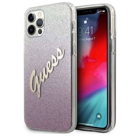 Guess nakładka do iPhone 12 / 12 Pro 6,1" GUHCP12MPCUGLSPI różowa hard case Glitter Gradient Script Guess nakładka do iPhone 12 / 12 Pro 6,1" GUHCP12MPCUGLSPI różowa hard case Glitter Gradient Script