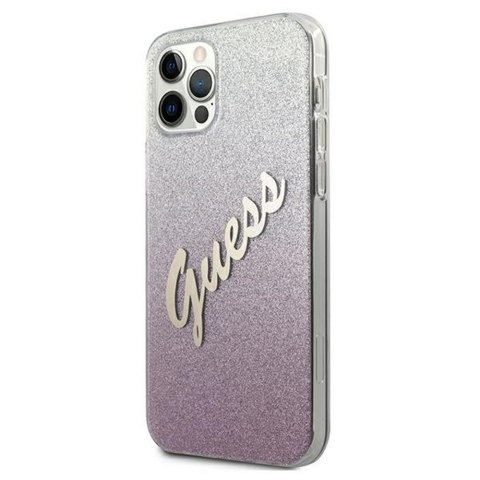 Guess nakładka do iPhone 12 / 12 Pro 6,1" GUHCP12MPCUGLSPI różowa hard case Glitter Gradient Script Guess nakładka do iPhone 12 / 12 Pro 6,1" GUHCP12MPCUGLSPI różowa hard case Glitter Gradient Script