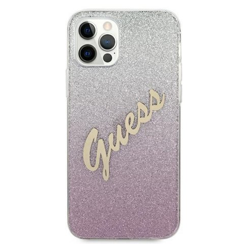 Guess nakładka do iPhone 12 / 12 Pro 6,1" GUHCP12MPCUGLSPI różowa hard case Glitter Gradient Script Guess nakładka do iPhone 12 / 12 Pro 6,1" GUHCP12MPCUGLSPI różowa hard case Glitter Gradient Script