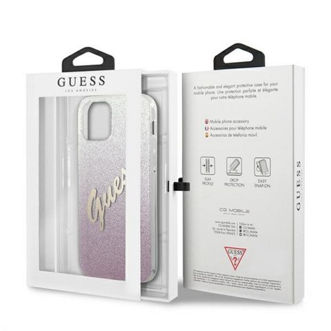 Guess nakładka do iPhone 12 / 12 Pro 6,1" GUHCP12MPCUGLSPI różowa hard case Glitter Gradient Script Guess nakładka do iPhone 12 / 12 Pro 6,1" GUHCP12MPCUGLSPI różowa hard case Glitter Gradient Script