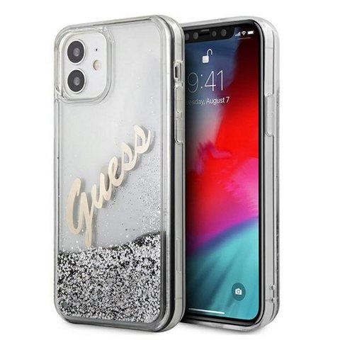 Guess nakładka do iPhone 12 Pro Max 6,7" GUHCP12LGLVSSI srebrna hard case Glitter Vintage Script Guess nakładka do iPhone 12 Pro Max 6,7" GUHCP12LGLVSSI srebrna hard case Glitter Vintage Script