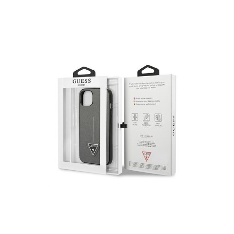 Guess nakładka do iPhone 13 6,1" GUHCP13MPSATLG srebrna hardcase Saffiano PU Triangle Guess nakładka do iPhone 13 6,1" GUHCP13MPSATLG srebrna hardcase Saffiano PU Triangle