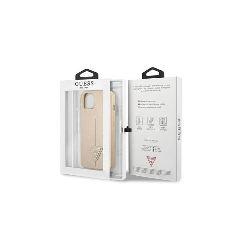 Guess nakładka do iPhone 14 6,1" GUHCP14SPSATLE beżowa HC Saffiano PU Triangle Guess nakładka do iPhone 14 6,1" GUHCP14SPSATLE beżowa HC Saffiano PU Triangle