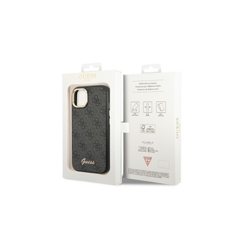 Guess nakładka do iPhone 14 Plus 6,7" GUHCP14MHG4SHK czarna HC PC/TPU 4G PU Metal Outline Script Guess nakładka do iPhone 14 Plus 6,7" GUHCP14MHG4SHK czarna HC PC/TPU 4G PU Metal Outline Script