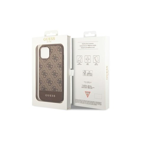 Guess nakładka do iPhone 14 Pro Max 6,7" GUHCP14XG4GLBR brązowa PC/TPU 4G PU case with Bottom Stripe Metal Logo Guess nakładka do iPhone 14 Pro Max 6,7" GUHCP14XG4GLBR brązowa PC/TPU 4G PU case with Bottom Stripe Metal Logo