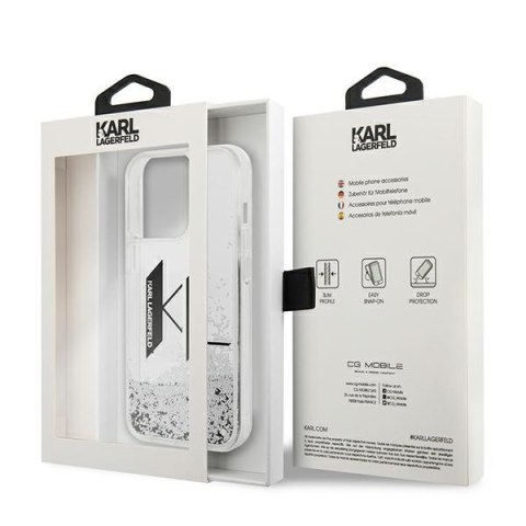 Karl Lagerfeld nakładka do iPhone 14 Pro Max 6,7" KLHCP14XLBKLCS srebrna Liquid Glitter case Big KL Logo Karl Lagerfeld nakładka do iPhone 14 Pro Max 6,7" KLHCP14XLBKLCS srebrna Liquid Glitter case Big KL Logo