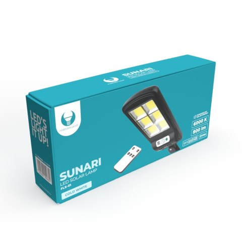 Forever Light Lampa solarna LED SUNARI FLS-01 6*COB PIR 10W 800lm 6000K 2400mAh Li-Ion + pilot Forever Light Lampa solarna LED SUNARI FLS-01 6*COB PIR 10W 800lm 6000K 2400mAh Li-Ion + pilot