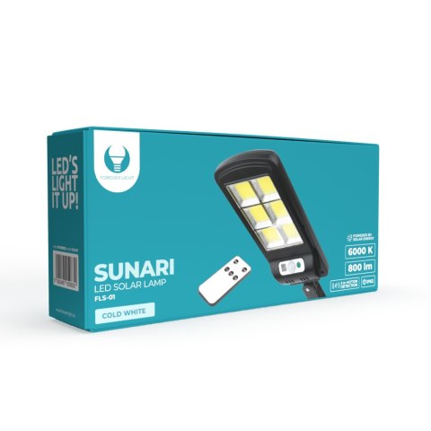 Forever Light Lampa solarna LED SUNARI FLS-01 6*COB PIR 10W 800lm 6000K 2400mAh Li-Ion + pilot Forever Light Lampa solarna LED SUNARI FLS-01 6*COB PIR 10W 800lm 6000K 2400mAh Li-Ion + pilot