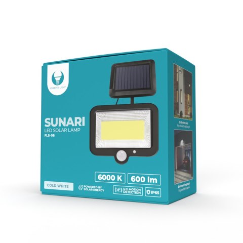 Forever Light Lampa solarna LED SUNARI FLS-06 COB PIR 8W 600lm 6000K 1800mAh Li-Ion Forever Light Lampa solarna LED SUNARI FLS-06 COB PIR 8W 600lm 6000K 1800mAh Li-Ion