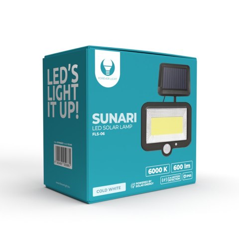 Forever Light Lampa solarna LED SUNARI FLS-06 COB PIR 8W 600lm 6000K 1800mAh Li-Ion Forever Light Lampa solarna LED SUNARI FLS-06 COB PIR 8W 600lm 6000K 1800mAh Li-Ion