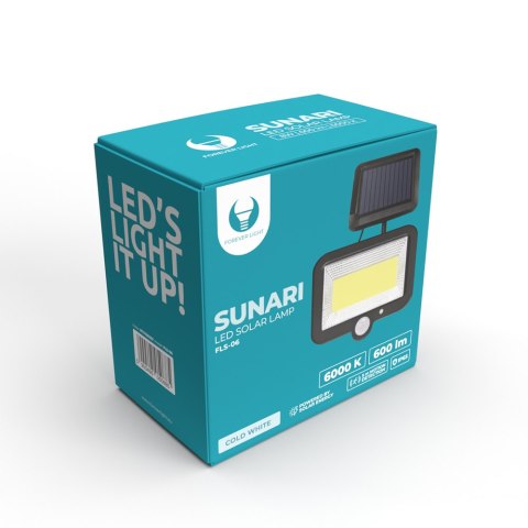 Forever Light Lampa solarna LED SUNARI FLS-06 COB PIR 8W 600lm 6000K 1800mAh Li-Ion Forever Light Lampa solarna LED SUNARI FLS-06 COB PIR 8W 600lm 6000K 1800mAh Li-Ion
