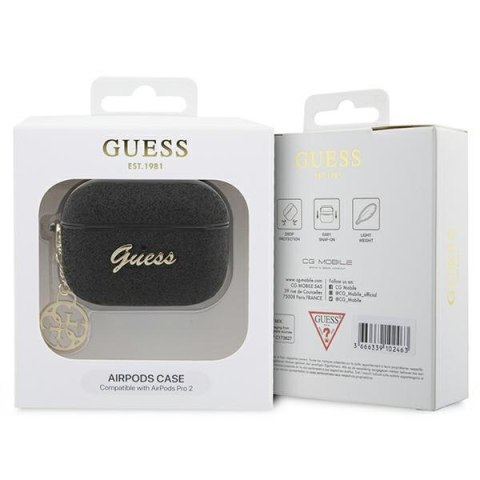 Guess etui do AirPods Pro 2 GUAP2GLGSHK czarne PU Glitter Flake 4G Guess etui do AirPods Pro 2 GUAP2GLGSHK czarne PU Glitter Flake 4G