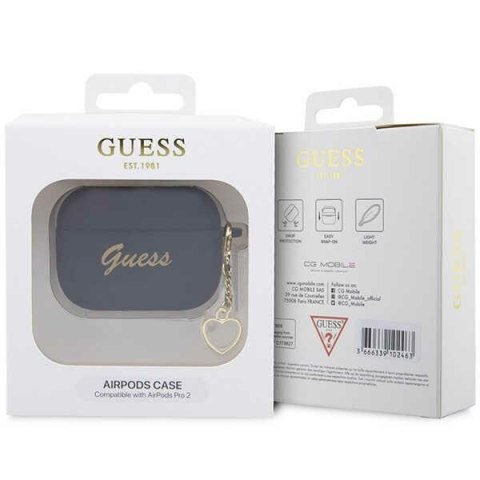 Guess etui do AirPods Pro 2 GUAP2LSCHSK czarne Silicone Heart Charm Guess etui do AirPods Pro 2 GUAP2LSCHSK czarne Silicone Heart Charm
