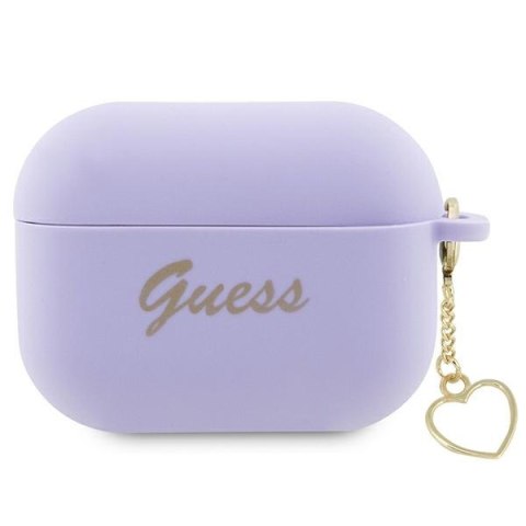 Guess etui do AirPods Pro 2 GUAP2LSCHSU fioletowe Silicone Heart Charm Guess etui do AirPods Pro 2 GUAP2LSCHSU fioletowe Silicone Heart Charm