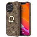Guess nakładka do iPhone 13 Pro 6,1" GUHCP13L4GMRBR brązowa HC PU 4G Ring