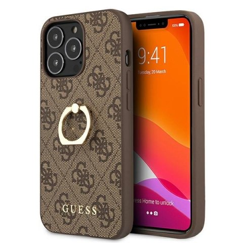 Guess nakładka do iPhone 13 Pro 6,1" GUHCP13L4GMRBR brązowa HC PU 4G Ring Guess nakładka do iPhone 13 Pro 6,1" GUHCP13L4GMRBR brązowa HC PU 4G Ring