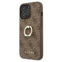 Guess nakładka do iPhone 13 Pro 6,1" GUHCP13L4GMRBR brązowa HC PU 4G Ring