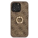 Guess nakładka do iPhone 13 Pro 6,1" GUHCP13L4GMRBR brązowa HC PU 4G Ring