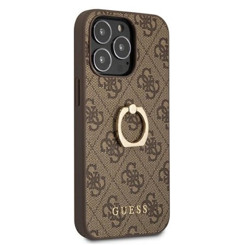 Guess nakładka do iPhone 13 Pro 6,1" GUHCP13L4GMRBR brązowa HC PU 4G Ring Guess nakładka do iPhone 13 Pro 6,1" GUHCP13L4GMRBR brązowa HC PU 4G Ring