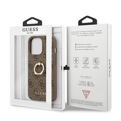 Guess nakładka do iPhone 13 Pro 6,1" GUHCP13L4GMRBR brązowa HC PU 4G Ring Guess nakładka do iPhone 13 Pro 6,1" GUHCP13L4GMRBR brązowa HC PU 4G Ring