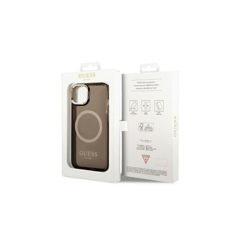 Guess nakładka do iPhone 14 Plus 6,7" GUHMP14MHTCMK czarna HC Magsafe Gold Outline Translucent Guess nakładka do iPhone 14 Plus 6,7" GUHMP14MHTCMK czarna HC Magsafe Gold Outline Translucent