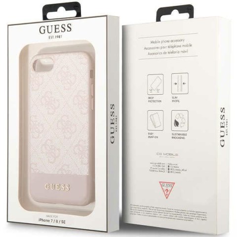 Guess nakładka do iPhone 7 / 8 / SE GUHCI8G4GLPI różowa HC PC/TPU 4G PU Bottom Stripe Guess nakładka do iPhone 7 / 8 / SE GUHCI8G4GLPI różowa HC PC/TPU 4G PU Bottom Stripe