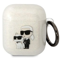 Karl Lagerfeld etui do Airpods 1 / 2 KLA2HNKCTGT transparentne Gliter Karl&Choupette