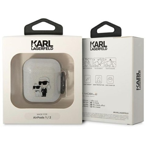 Karl Lagerfeld etui do Airpods 1 / 2 KLA2HNKCTGT transparentne Gliter Karl&Choupette Karl Lagerfeld etui do Airpods 1 / 2 KLA2HNKCTGT transparentne Gliter Karl&Choupette