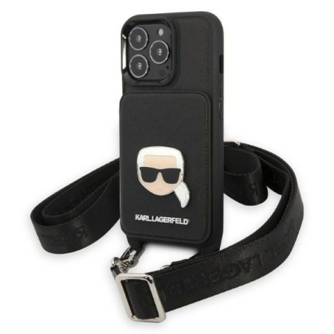 Karl Lagerfeld nakładka do iPhone 13 / 13 Pro 6,1" KLHCP13LSAKHPK czarna hardcase Saffiano Metal Karl Head Karl Lagerfeld nakładka do iPhone 13 / 13 Pro 6,1" KLHCP13LSAKHPK czarna hardcase Saffiano Metal Karl Head