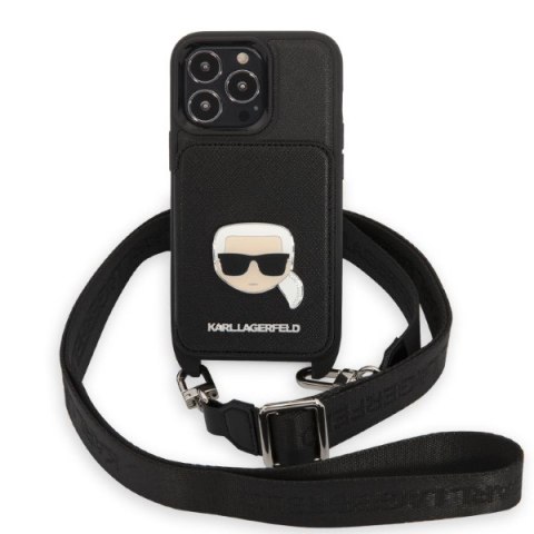 Karl Lagerfeld nakładka do iPhone 13 / 13 Pro 6,1" KLHCP13LSAKHPK czarna hardcase Saffiano Metal Karl Head Karl Lagerfeld nakładka do iPhone 13 / 13 Pro 6,1" KLHCP13LSAKHPK czarna hardcase Saffiano Metal Karl Head