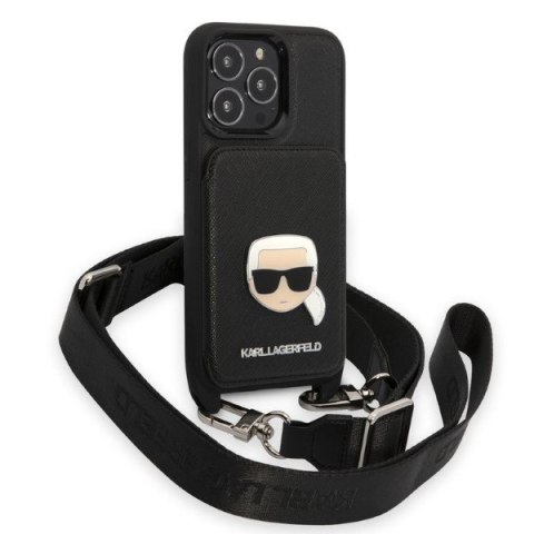 Karl Lagerfeld nakładka do iPhone 13 / 13 Pro 6,1" KLHCP13LSAKHPK czarna hardcase Saffiano Metal Karl Head Karl Lagerfeld nakładka do iPhone 13 / 13 Pro 6,1" KLHCP13LSAKHPK czarna hardcase Saffiano Metal Karl Head