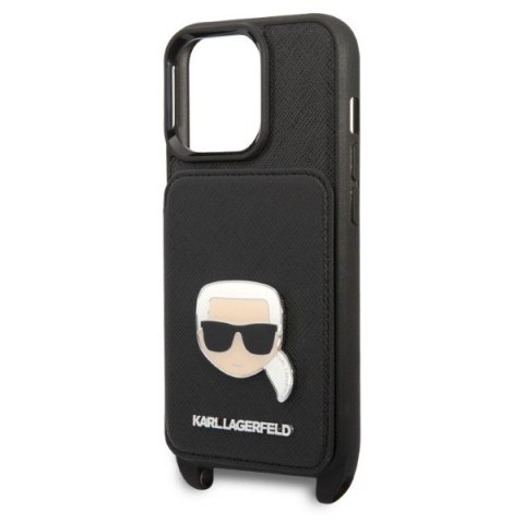 Karl Lagerfeld nakładka do iPhone 13 / 13 Pro 6,1" KLHCP13LSAKHPK czarna hardcase Saffiano Metal Karl Head Karl Lagerfeld nakładka do iPhone 13 / 13 Pro 6,1" KLHCP13LSAKHPK czarna hardcase Saffiano Metal Karl Head