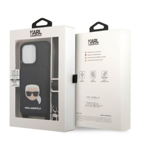 Karl Lagerfeld nakładka do iPhone 13 / 13 Pro 6,1" KLHCP13LSAKHPK czarna hardcase Saffiano Metal Karl Head Karl Lagerfeld nakładka do iPhone 13 / 13 Pro 6,1" KLHCP13LSAKHPK czarna hardcase Saffiano Metal Karl Head