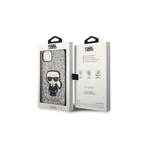 Karl Lagerfeld nakładka do iPhone 14 6,1" KLHCP14SGFKPG srebrna HC Glitter Flakes Ikonik Karl Lagerfeld nakładka do iPhone 14 6,1" KLHCP14SGFKPG srebrna HC Glitter Flakes Ikonik