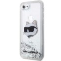 Karl Lagerfeld nakładka do iPhone 7 / 8 / SE KLHCI8LNCHCS srebrna HC Liquid Glitter NFT Choupette Head