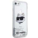 Karl Lagerfeld nakładka do iPhone 7 / 8 / SE KLHCI8LNCHCS srebrna HC Liquid Glitter NFT Choupette Head
