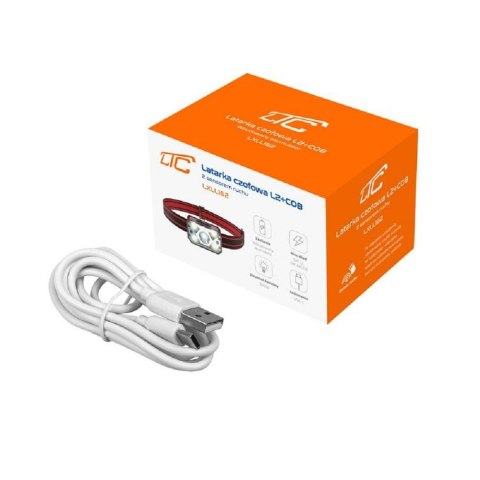 Latarka czołowa L2 5W + COB 3W, czujnik ruchu, 1200mAh, ładowanie USB Latarka czołowa L2 5W + COB 3W, czujnik ruchu, 1200mAh, ładowanie USB