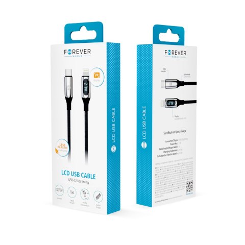 Forever kabel LCD USB-C - Lightning 1,0 m 27W czarny Forever kabel LCD USB-C - Lightning 1,0 m 27W czarny