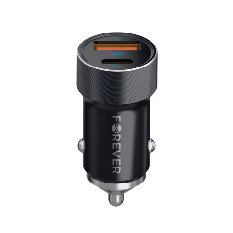 Forever ładowarka samochodowa PD QC CC-06 1x USB-C 1x USB 20W czarna + kabel USB-C - USB-C 60W Forever ładowarka samochodowa PD QC CC-06 1x USB-C 1x USB 20W czarna + kabel USB-C - USB-C 60W