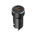 Forever ładowarka samochodowa PD QC CC-06 1x USB-C 1x USB 20W czarna + kabel USB-C - USB-C 60W