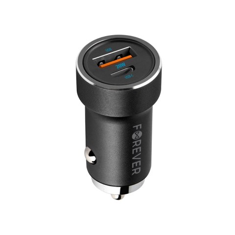 Forever ładowarka samochodowa PD QC CC-06 1x USB-C 1x USB 20W czarna + kabel USB-C - USB-C 60W Forever ładowarka samochodowa PD QC CC-06 1x USB-C 1x USB 20W czarna + kabel USB-C - USB-C 60W