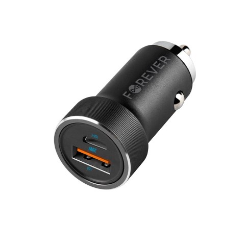 Forever ładowarka samochodowa PD QC CC-06 1x USB-C 1x USB 20W czarna + kabel USB-C - USB-C 60W Forever ładowarka samochodowa PD QC CC-06 1x USB-C 1x USB 20W czarna + kabel USB-C - USB-C 60W