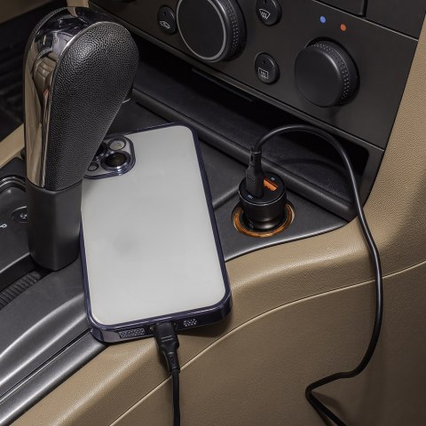 Forever ładowarka samochodowa PD QC CC-06 1x USB-C 1x USB 20W czarna + kabel USB-C - USB-C 60W Forever ładowarka samochodowa PD QC CC-06 1x USB-C 1x USB 20W czarna + kabel USB-C - USB-C 60W