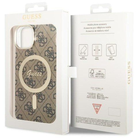 Guess nakładka do iPhone 14 6,1" GUHMP14SH4STW brązowa hardcase Magsafe IML 4G Guess nakładka do iPhone 14 6,1" GUHMP14SH4STW brązowa hardcase Magsafe IML 4G