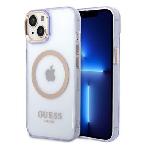 Guess nakładka do iPhone 14 6,1" GUHMP14SHTCMU purpurowa hardcase Gold Outline Translucent MagSafe Guess nakładka do iPhone 14 6,1" GUHMP14SHTCMU purpurowa hardcase Gold Outline Translucent MagSafe