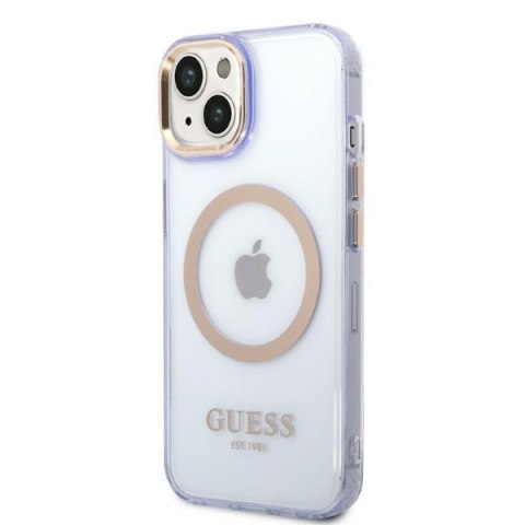 Guess nakładka do iPhone 14 6,1" GUHMP14SHTCMU purpurowa hardcase Gold Outline Translucent MagSafe Guess nakładka do iPhone 14 6,1" GUHMP14SHTCMU purpurowa hardcase Gold Outline Translucent MagSafe