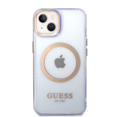 Guess nakładka do iPhone 14 6,1" GUHMP14SHTCMU purpurowa hardcase Gold Outline Translucent MagSafe Guess nakładka do iPhone 14 6,1" GUHMP14SHTCMU purpurowa hardcase Gold Outline Translucent MagSafe